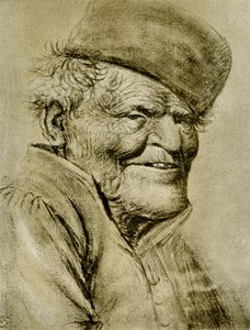 Estudo da cabeça de um agricultor sorridente