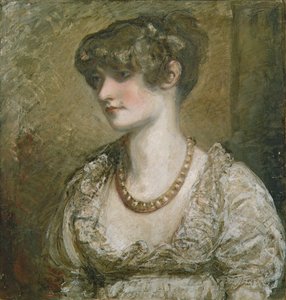 Retrato, de, um, mulher jovem, (tempera, ligado, paper)