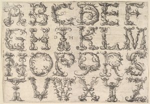 Alfabeto romano majestoso ornamentado, ca. 1520
