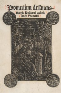 O franciscano, Pelbart de Temesvar, estudando em um jardim Schr. 2876, 1502. de Daniel Hopfer.