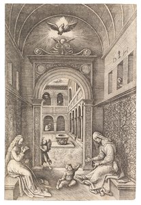 A Virgem e o Menino com Santa Ana, c. 1500. de Daniel Hopfer the Elder