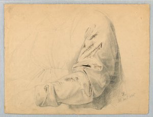 Desenho, estudo de drapeado do corpete, 1 de dezembro de 1845 de Daniel Huntington