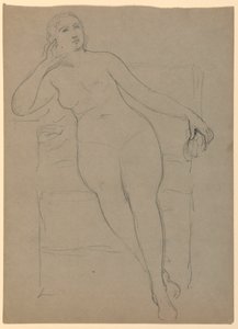 Desenho, Nu feminino sentado, 1870-80 de Daniel Huntington