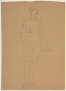 Desenho, Nu feminino em pé, 1850-60 de Daniel Huntington