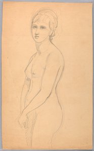 Desenho, Nu feminino em pé, 1860-70 de Daniel Huntington