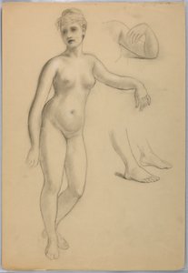 Desenho, Nu feminino em pé, setembro, 1860-70 de Daniel Huntington