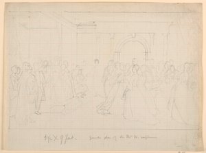Desenho, Plano Geral para a "Receção Martha Washington", 1860 de Daniel Huntington