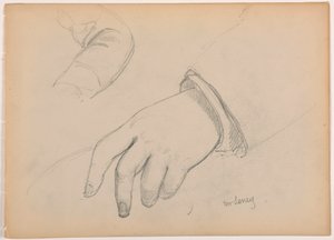 Desenho, George D. Seney, estudo da mão e do braço; verso: pé esquerdo, 1881 de Daniel Huntington