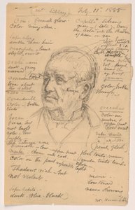 Desenho, Cabeça de Hiram Sibley, muitas notas, 1885 de Daniel Huntington