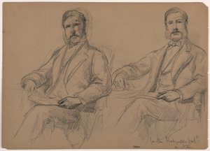 Desenho, Julius Hallgarten sentado, dois estudos; verso: Mr. Hunt de pé, 1884 de Daniel Huntington