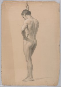 Desenho, Nu masculino em pé, novembro de 1866 de Daniel Huntington