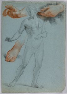 Desenho, Nu masculino em pé, Separado, 1858 de Daniel Huntington