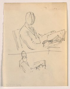 Desenho, Homem sentado com um livro, 1879-86 de Daniel Huntington