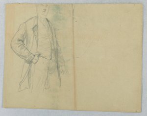 Desenho, Sr. Samuel Ward Sr., de pé com a mão no bolso, 1880 de Daniel Huntington