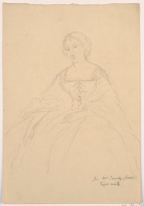 Desenho, Sra. Sheppard Gandy sentada; Verso: Esboço de linhas, 1859 de Daniel Huntington