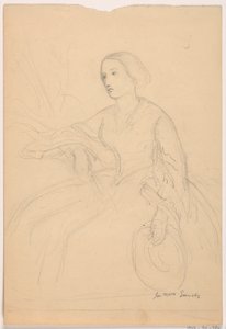 Desenho, Sra. Sheppard Gandy sentada; verso: Sra. Sheppard Gandy sentada, 1859 de Daniel Huntington