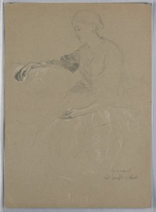 Desenho, Sra. William Wright e criança, 1857 de Daniel Huntington