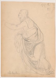 Desenho, Mulher vestida estendendo a mão, segundo Mariotto Albetinelli, 1844 de Daniel Huntington