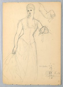 Desenho, Esboço para um retrato de Bella Worsham, 1878 de Daniel Huntington