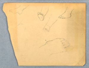 Desenho, Estudos do pé esquerdo de uma criança, 1845-55 de Daniel Huntington