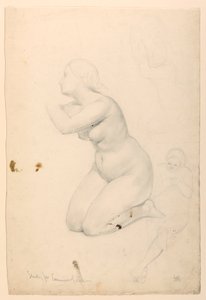 Desenho, Estudo para a "Comunhão dos Doentes", 1844-45 de Daniel Huntington