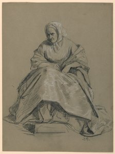 Desenho, Estudo para "Receção a Martha Washington", 1860 de Daniel Huntington
