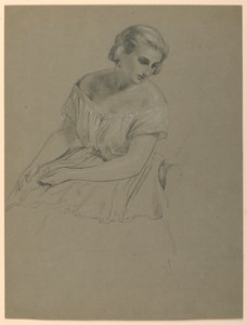Desenho, Estudo para "Receção a Martha Washington", 1860 de Daniel Huntington