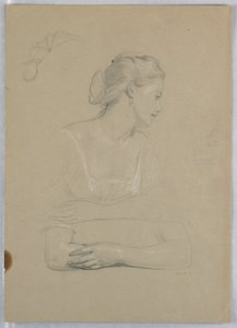 Desenho, Estudo para "Receção a Martha Washington", 1860 de Daniel Huntington