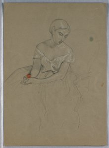 Desenho, Estudo para "Receção a Martha Washington", 1860 de Daniel Huntington