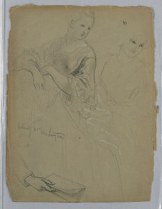Desenho, Estudo para "Receção a Martha Washington", 1869 de Daniel Huntington