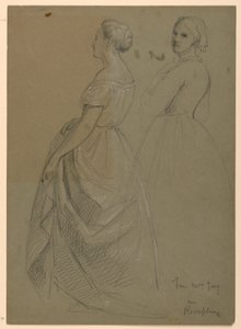 Desenho, Estudo para "A Receção de Martha Washington", 1860 de Daniel Huntington