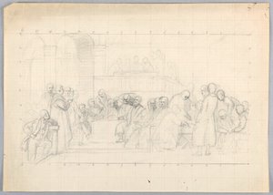 Desenho, Estudo para "Grupo Científico", 1858 de Daniel Huntington