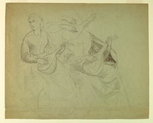 Desenho, Estudo para "Titian Showing", 1871-72 de Daniel Huntington