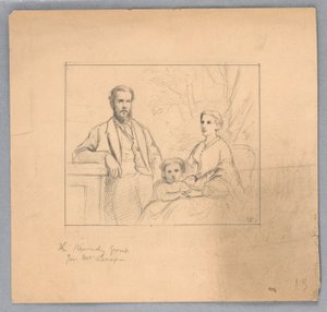Desenho, Estudo para "Titian Showing", 1872 de Daniel Huntington