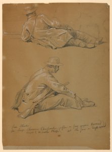 Desenho, Dois Estudos do Artista, 1864 de Daniel Huntington