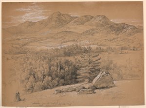 Desenho, Vista do Monte Chocorua, da colina à direita da Albany Road, 12 de setembro de 1854 de Daniel Huntington