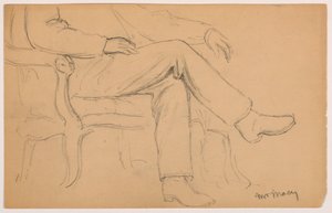 Desenho, William H. Macy sentado, parte inferior do corpo; verso: mão direita, 1884 de Daniel Huntington