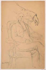 Desenho, William H. Macy sentado, estudo do braço esquerdo separado, 1884 de Daniel Huntington