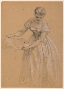 Desenho, Mulher de pé, 1860 de Daniel Huntington