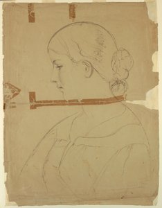 Desenho, Mulher de perfil, modelo em Roma, 1840 de Daniel Huntington