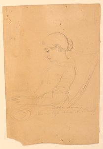 Estudo de retrato de Annie A. Brush, sentada de perfil de Daniel Huntington