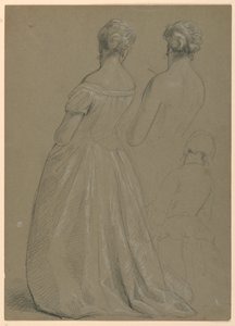 Estudos de mulher em pé para "The Republican Court" (Dia de Recepção de Lady Washington) de Daniel Huntington