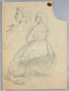 Estudo da mulher sentada para "Tiziano mostrando o enterro de Carlos V e Clemente VII" de Daniel Huntington