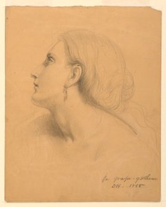 Estudo da cabeça de uma mulher para "Grape Gatherers" de Daniel Huntington