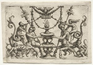 Ornamento com sereia e tritão