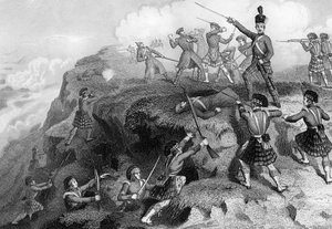 Os Highlanders atacando o reduto russo, Batalha da Alma, 1854, 1857 de Daniel John Pound