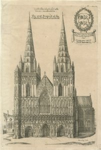 Catedral de Lichfield - Frente Oeste: gravura, sd [ Final do século XVII] de Daniel King