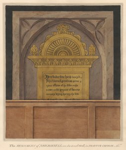Placa de latão para John Burnell da Igreja Drayton de Daniel Lysons