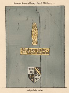 Prato de latão para John Skevington da Igreja de Hornsey de Daniel Lysons