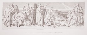 Uma estrela de fogo aparece na Inglaterra, portentosa de desastre, e é apostrofada pelo Monge de Malmesbury, de "A História da Conquista Normanda", gravada por L. Gruner, 1866 de Daniel Maclise